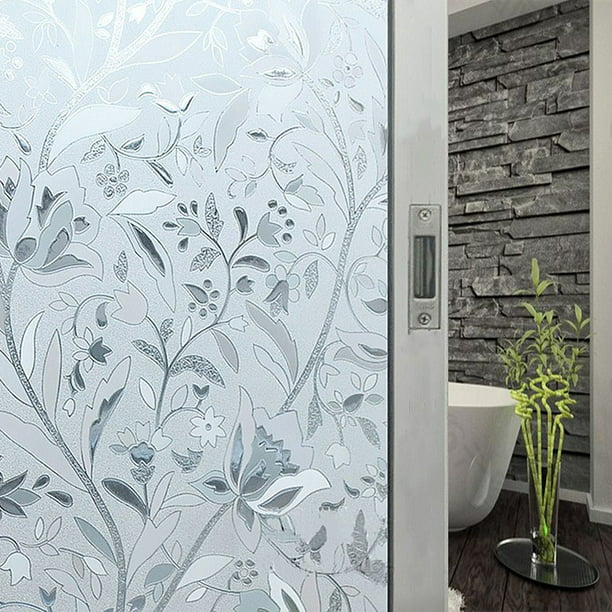 Anti UV Privacy 3D Window Glass Film Floral Stickers Self-adhesive Home Decor